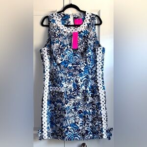 Lilly Pulitzer Mila Stretch Cotton Shift Dress Low Tide Navy Pandarama NWT